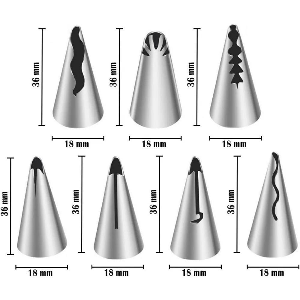 Für 8 Stück Edelstahl-Blumen-Spritztüllen – ideale Rüschen-Backwerkzeuge für Cupcakes, Gebäck und Kuchendekoration.