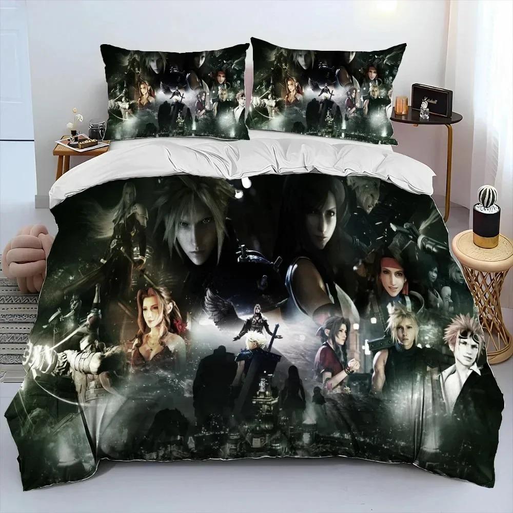 Final Fantasy Series Games Bedding Set Boys Girls Twin Queen King Size Duvet Cover Pillowcase Bed Boys Adult Home Textileextile