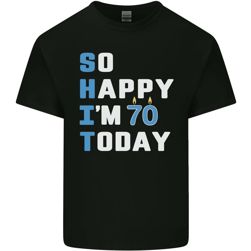 Very Happy Im 70 Today Funny 70th Birthday Cotton Mens T-Shirt - Men s Summer Cotton Graphic Tee S разноцветный