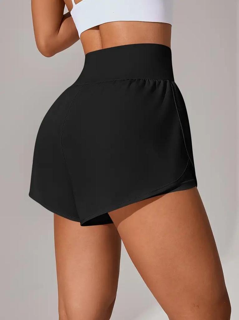 High-Waisted Ruffled Yoga Shorts - Women's Casual Sportswear for Tennis and Yoga