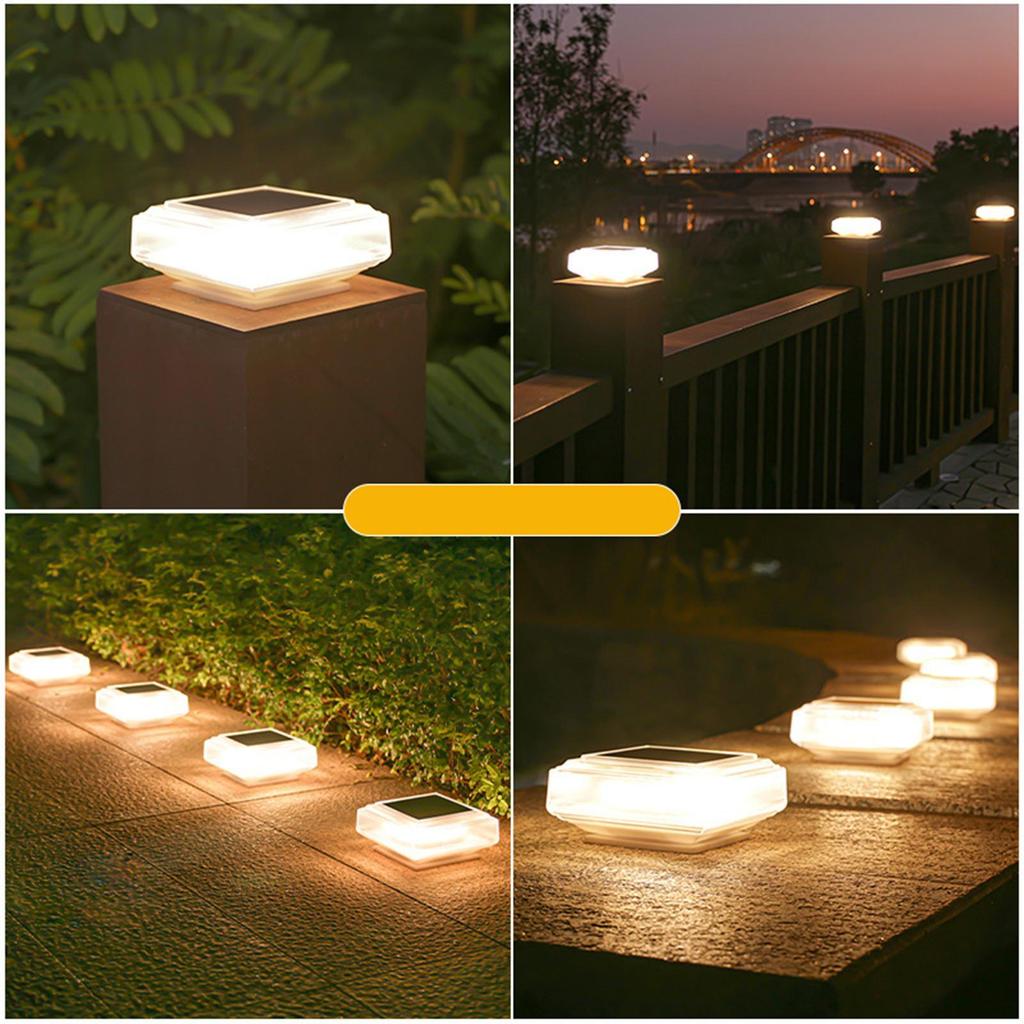 Post Lights Solar-Powered Waterproof Lanterns Decorative Post Lights Outdoor For Outdoor Christmas Yard Porch Patio Deck Fence