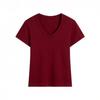 Summer Solid Color V-Neck Slim-Fit T-Shirt for Women, New Slim-Fit Round-Neck Short-Sleeve Top