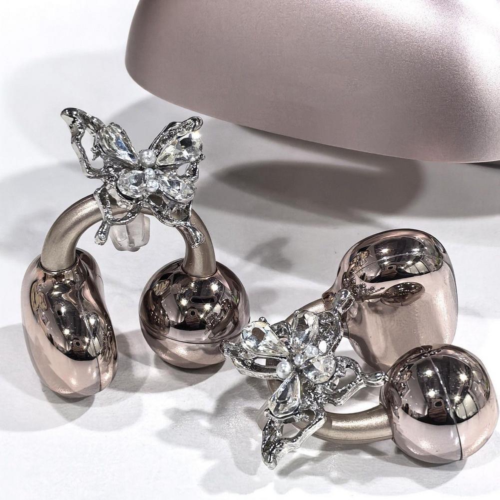 Sweet Exquisite Flash Rhinestone Ear-Clip Transparent Tassel Butterfly Earrings Translucent Earphone Charms Wings Ear Clip Women