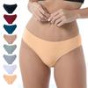 Women Adult Mid Waist Combed Cotton Breathable Solid Triangle Underwear Panties