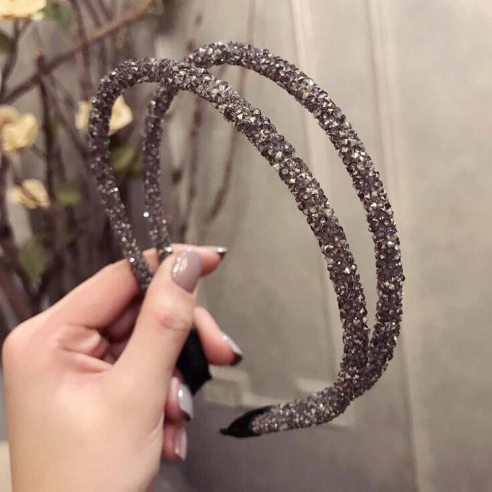 Fashion Rhinestone Hairband Women Full Diamond Super Flash double Crystal Side Hair Band Headband Hair Accessories