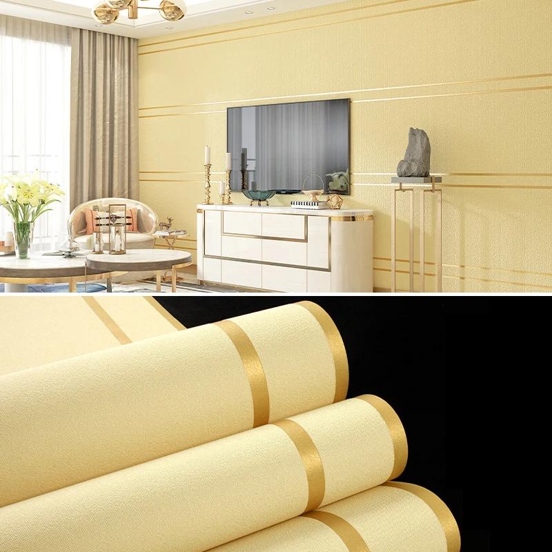 

3D Обои Современный Простой Полосатый Узор Гостиная ТВ Фон Домашний Декор Текстура Оленьей Кожи Не Самоклеящаяся Наклейка На Стену 0. 53x2m