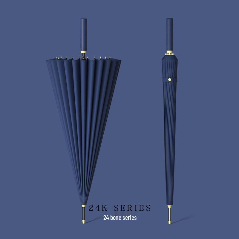 24-Rib Windproof Extra-Large Automatic Umbrella, Long Handle, for Men and Women, Customizable Logo