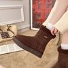 Cowhide Version Retro Thick-soled Velvet Snow Boots Women's New Winter Warm Outer Cotton Shoes