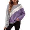 Women's Fashion Casual Round Neck Contrasting Color Drop Shoulder Sleeve Fleece Long Sleeve Pullover Top