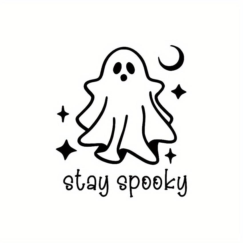 

Spooky Ghost Vinyl Decal: Self-Adhesive, Semi-Matte Halloween Sticker for Car, Laptop,Water Bottle - Single-Use, Irregular Shape one size fits all