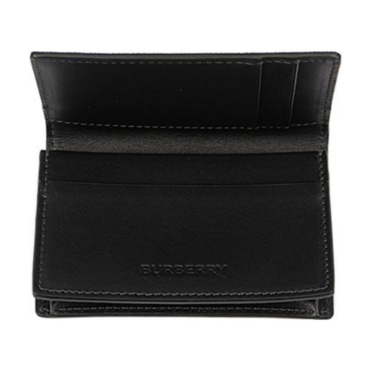 Burberry Portafoglio Porta Carte in Cotone Pieghevole Doppia con Dettaglio Logo a Quadri Uomo Carbone 80702041