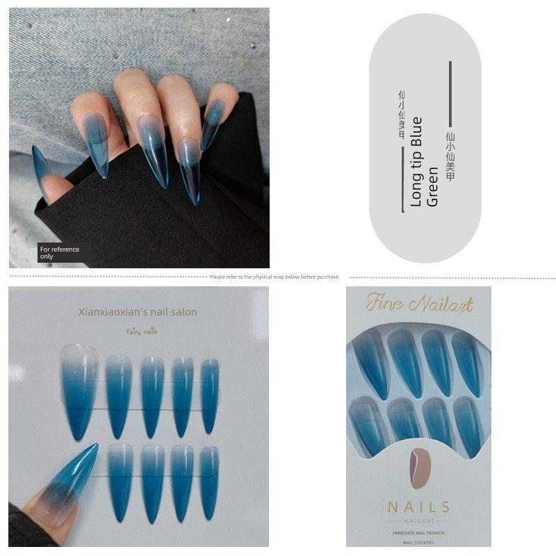 

Градиент Черный Красный Носимые Накладные Ногти Длинные Заостренные Наклейки для Ногтей Модные Сексуальные Темные Готовый Продукт Наращенные Накладные Ногти Типсы