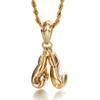 Hip Hop Luxus Goldene Handschuhe Anhänger Boxen Edelstahl Charme Halskette Herren Damen Schmuck