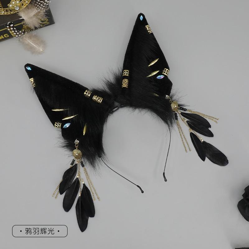 

Экзотический антикварный плюшевый ободок аксессуары ободок темный ветер расправить перо головной убор хэллоуин симуляция животного ухо аксессуары для волос