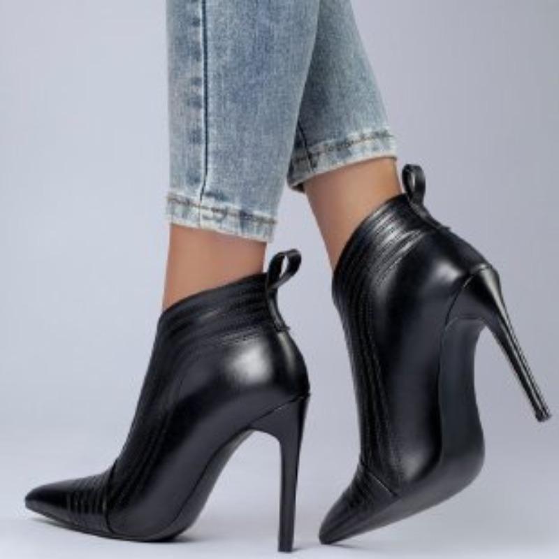 Fashion Stiletto High Heel Naked Boots Pointed Toe Single Shoes Spring and Autumn Short Tubes Boots for Women