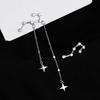 Korean Style Silver Color Asymmetric Star Long Tassel Fashion Zircon Drop Earring for Girl Women Birthday Gifts Wholesale
