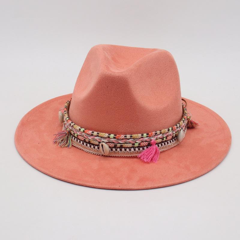 Premium Ethnic Style Fringed Accessories Cross-Border Amazon Cowboy Hat Suede Western Prairie Top Hat Jazz Hat