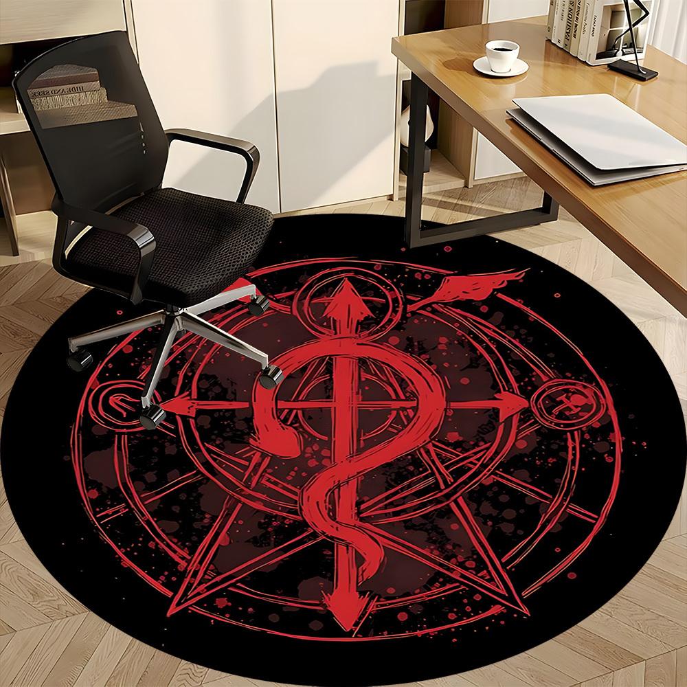 1pc Alchemy Symbol Office Round Area Rug, Indoor Mat Suitable For Office, Under Office Chairs Bedroom Living Room Home Decor, Room Deco