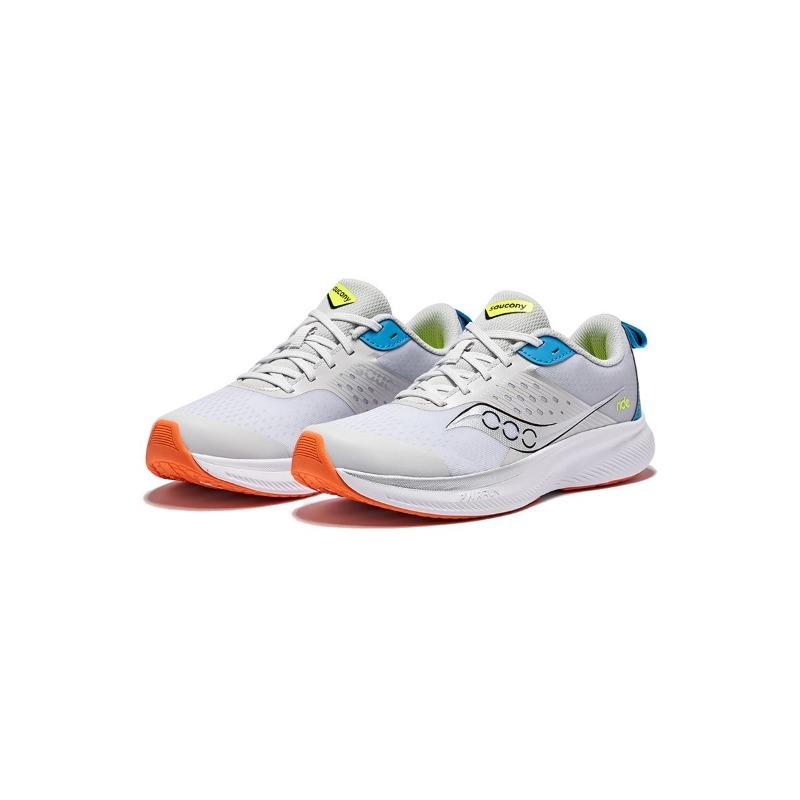 Saucony RIDE KDZ kids low-top running shoes white silver PWRRUN cushioning SK267771