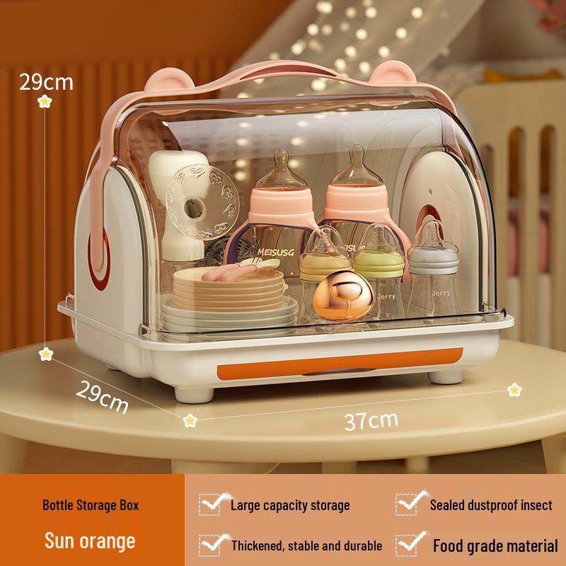 Cutie de Depozitare pentru Biberon și Ustensile cu Capac Etanș la Praf și Suport de Scurgere