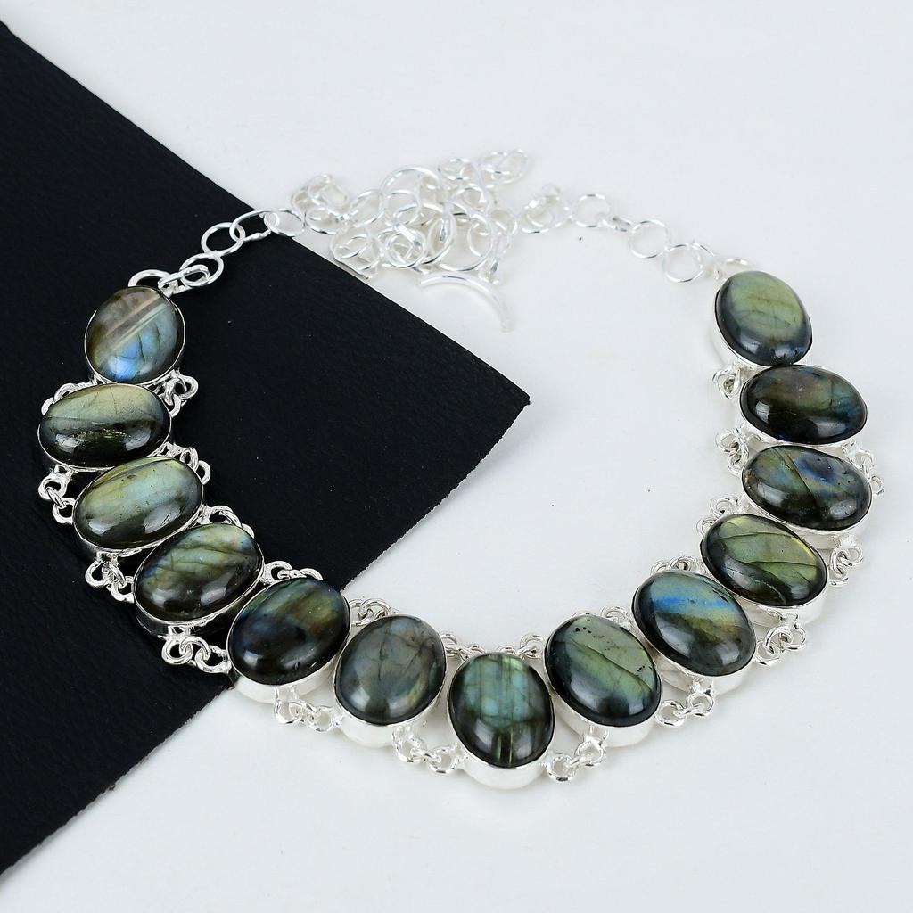 Natürlicher Labradorit Edelstein Handgemachte 925 Sterling Silber Elektroform Halskette, Labradorit Silber Für Frau Unisex Anhänger Watte Geschenke