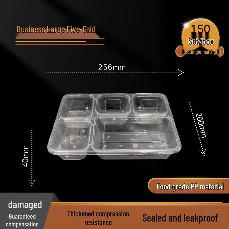 Jiwanggu 5-Compartment Microwavable Disposable Meal Prep Containers