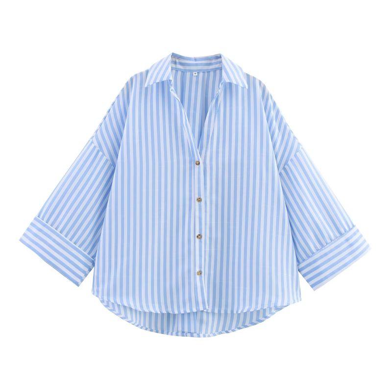 Kaslead New Arrival Women's Fashion Style Fashion All-Match Minimalist Blended Wide Sleeve Shirt 2363801