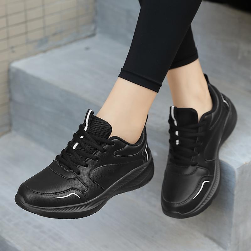 Damen PU-Leder Laufschuhe Elastische Freizeit-Sportschuhe Wasserdichte Outdoor-Trainings-Sneaker Leichte Jogging-Schuhe