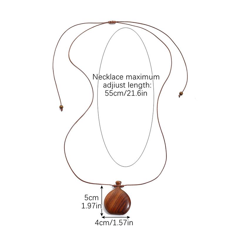 1PC Flask Pendant Parties Wooden Fashion Long Necklace Daily Wear Jewelry for Women Elegant Adjustable Vintage Ethnic