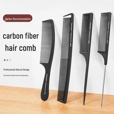 Carbon Fiber Heat-Resistant Fine Tooth Tail Comb for Professional Hairdressing
