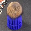 Xthree Berretto Invernale in Maglia con Pompon in Vera Pelliccia per Donna Cappello Berretti Cappellini Nuovissimo Spesso Cappello Femminile Cappellini Berretti