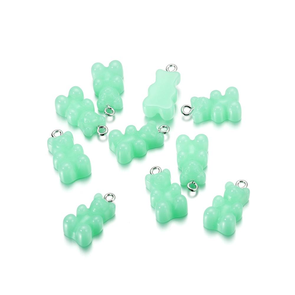 10pcs/lot Candy Color Resin Mini Bear Charms For Cute Earrings Pendants Necklaces Bracelets DIY Jewelry Making Accessories