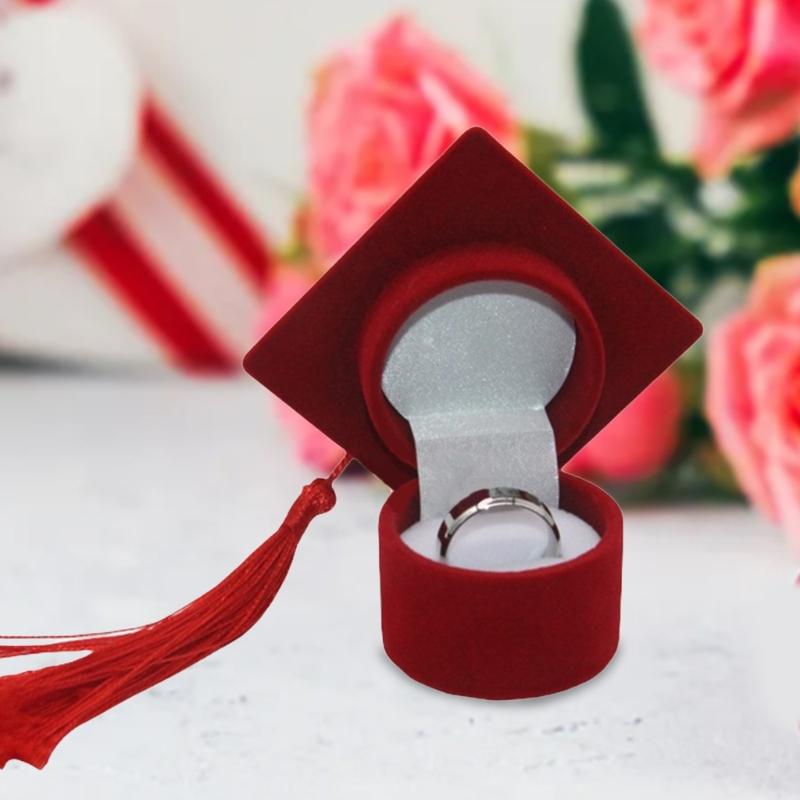 Rings Box Graduation Bachelor Hat Jewelry Packging Box Wedding Engagement Earring for Special Occasion