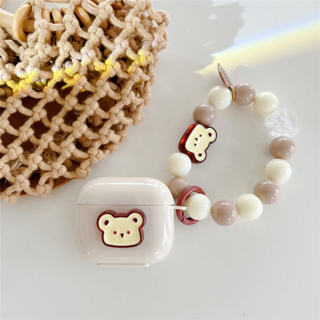 INS Bead String Khaki Bear Compatible with Apple AirPods 1st Generation Bluetooth Earphone Protective Cover Pro1 Earphone Case 1