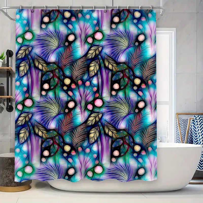 

Abstract 3D Printed Shower Curtain Waterproof Fabric Decorative Water Droplets Leaves Pattern Home Bathroom Accessories Dark Col W60H190(CM)-1 Pcs