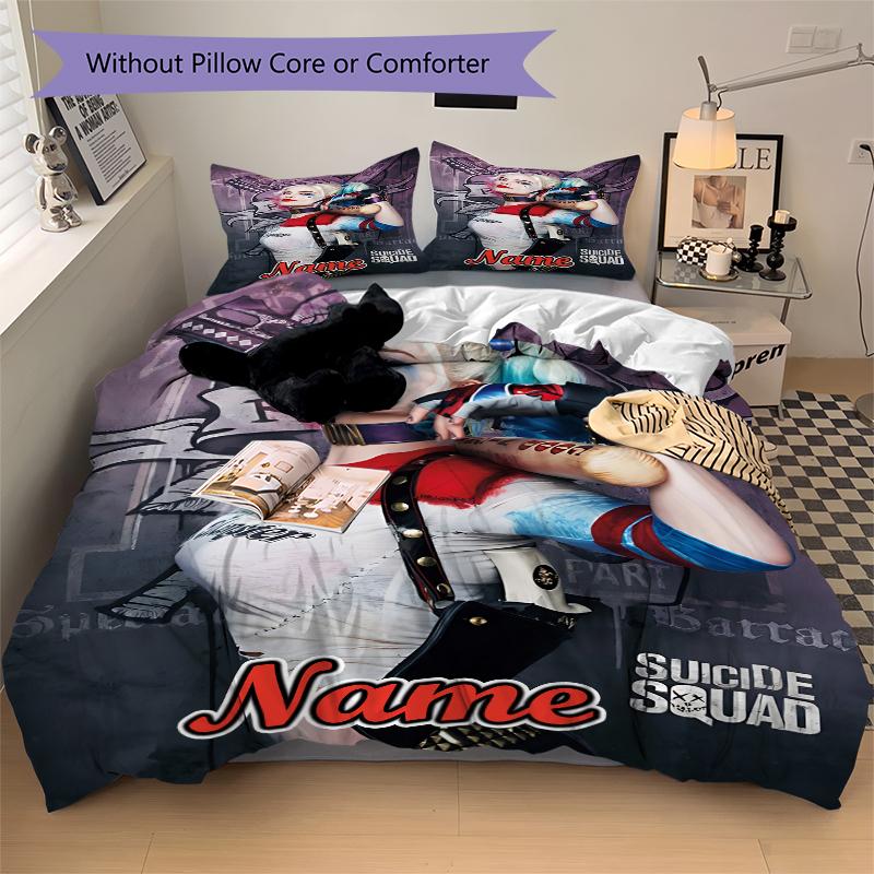 Custom Textile Harley Quinn Bedding 3 Piece Set HD Print Duvet Cover Pillowcases for Teens Adult Bedroom Decoration