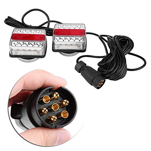 Trailer Brake Lights - Qiilu LED Tail Lights, 1 Pair of Magnetic LED Trailer Towing Lights, Board Lights, Rear Tail Lights with 10m Cable