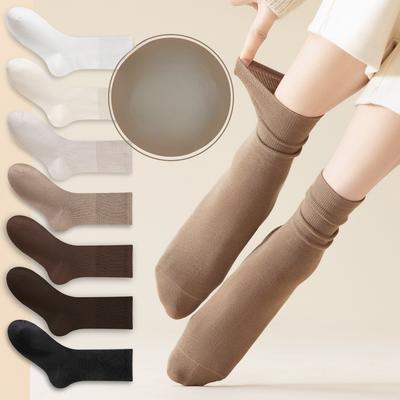 Damen Herbst und Winter 5A Antibakterielle Lange Socken ohne Naht Mondkind Flor