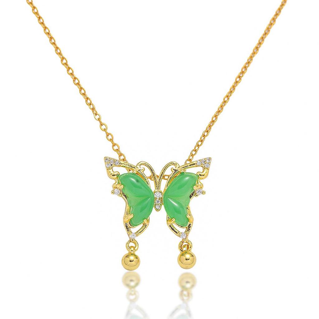 Butterfly Necklace with Color-Retaining Zircon - Fashionable, Versatile Women's Jewelry Accessory.