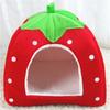 Removable Kennel Winter Pet House with Cushion Strawberry Foldable Pet Bed Puppy Cave Small and Medium Pet