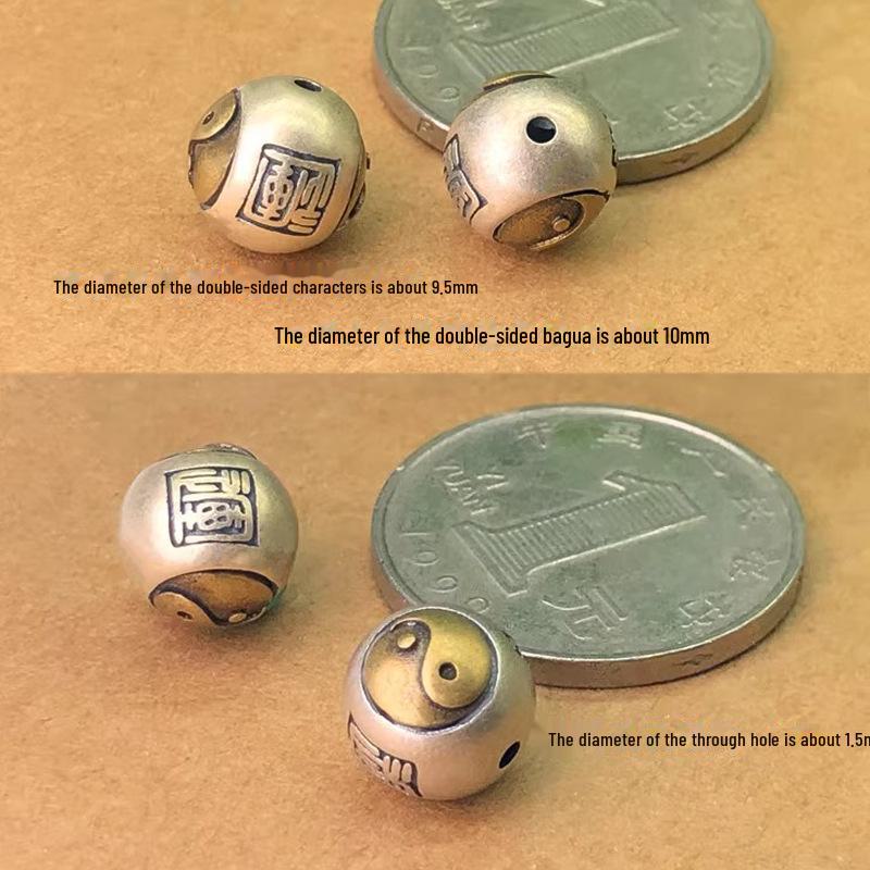 Copper-Inlaid Tai Chi Bagua Spacer Beads Bracelet & Necklace DIY Jewelry Accessories