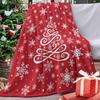 Christmas Tree Red Flannel Throw Blanket, Xmas Snowflake Birthday Gifts for Men Women, Winter Holiday Soft Blankets for Bedding