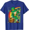 Dabbing Leprechaun Topf mit Gold Regenbogen St. Patrick's Day Grafik T-Shirt Herren Lässig Baumwolle Kurzarm T-Shirt