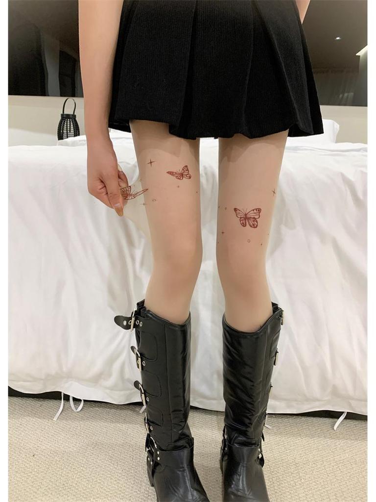 Black Bow Print Lolita Stockings - Spring & Autumn Style