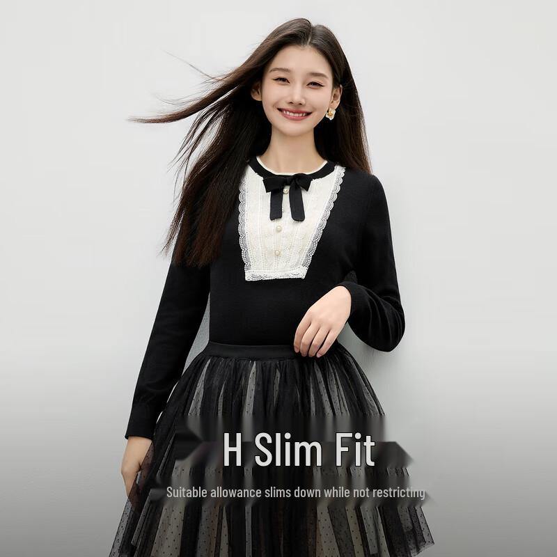 

Women s Classic Lace Trim Knit Sweater S