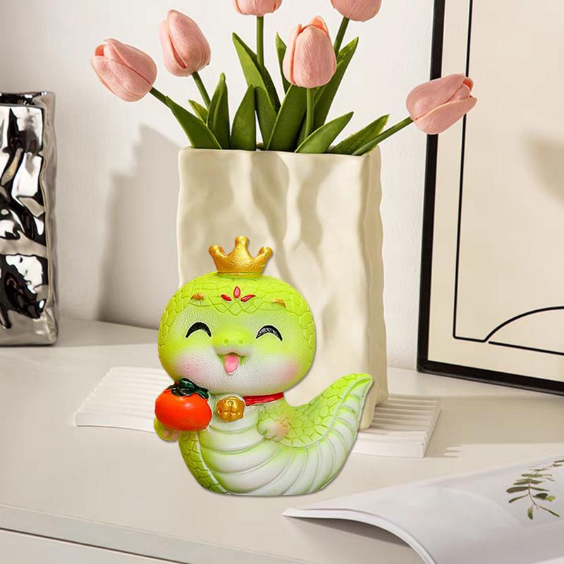 Chinese New Year 2025 Snake Figurine Cute Chinese Snake Decor Chinese Snake Statue Decorative Figurines Green Animal Statue for