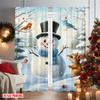 Set Of 2 Flat Printing Merry Christmas Popular Curtain Winter Snowman Polyester Without Electricity Holiday Machine Washable