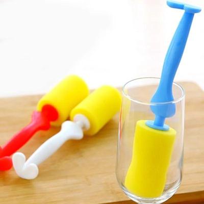 Random Color 1pcs Kitchen Household Sponge Bottle Cup Brush Glass Tube Cleaning Washing Kitchen Handle Cleaner Small Tools