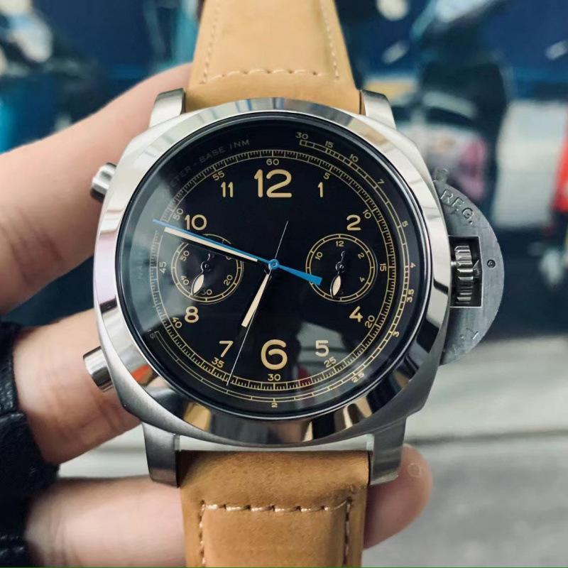 Herren Multifunktions-Automatik-Uhr mit Lederarmband