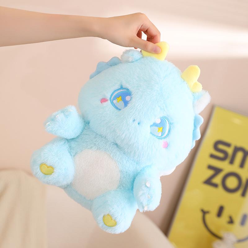 30cm Lovely Plush Stuffed Animals Cuddly Fat Dinosaur Angel Equipped With Flying Wings Dolls Plush Dragon Playthings Xmas Holiday Perfect Gift